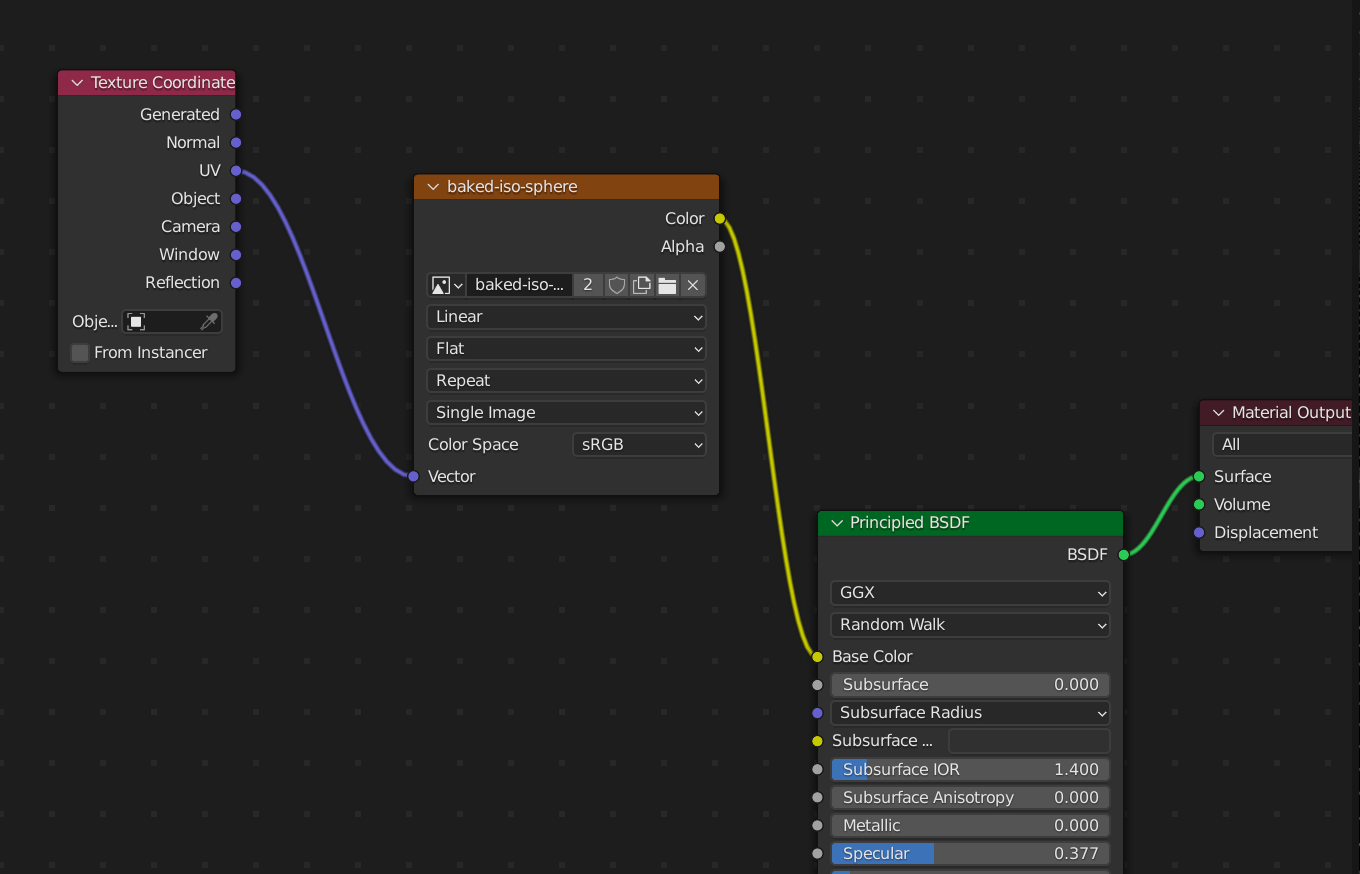 Baked Texture on icosphere node graph