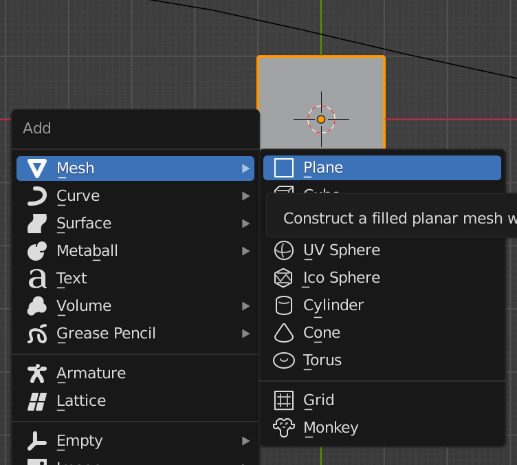 Blender creating plane