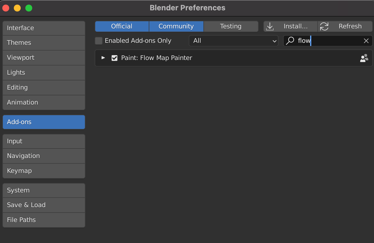 Blender Preferences, The Paint: Flow Map Painter