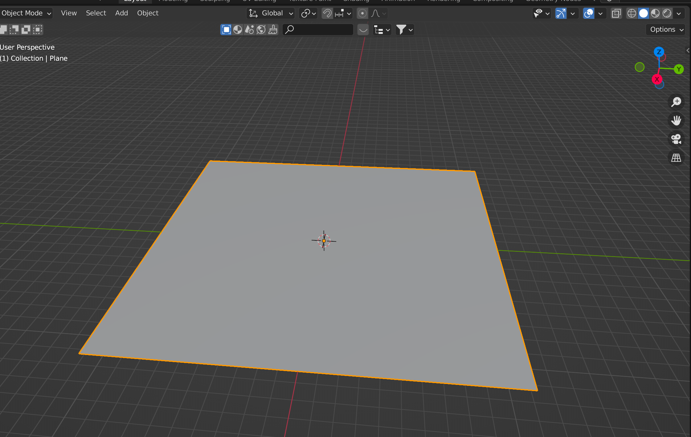 Image of basic plane in blender