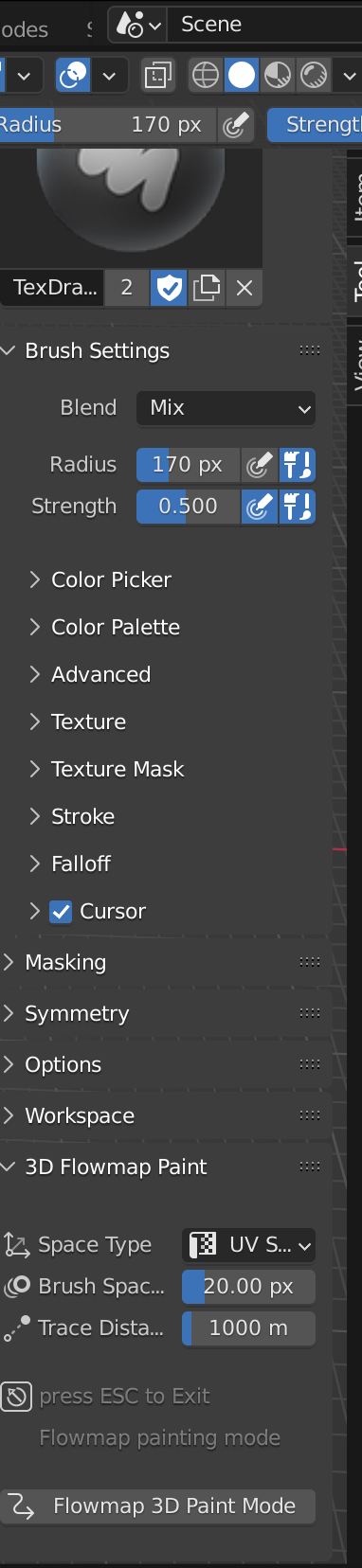 Blender Prefertexture paint flow tool