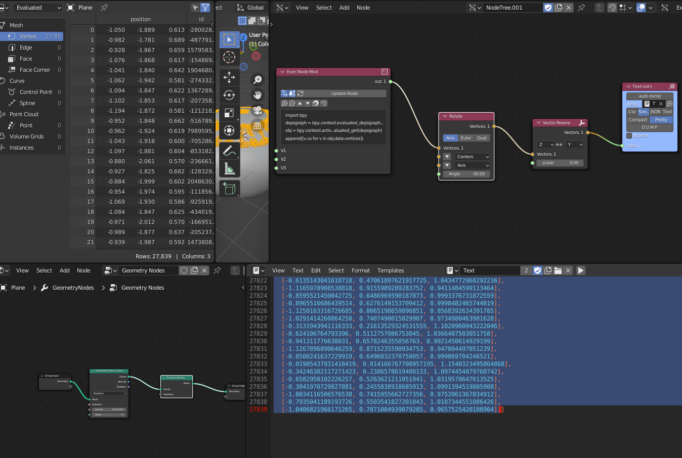 The tab or screen setup with blender